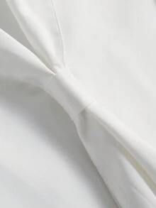 QIANZHIDU Women's Elegant Solid Color Necktie Blouse, Suitable For Office, Interview, Work, Valentine's Day, New Year - White - View 7