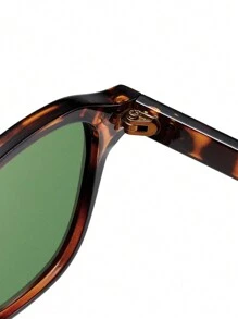 SHEEN KELLY 1 件男士玳瑁方形框架耳钉装饰时尚眼镜，适合户外旅行、节日礼物、男士礼物波西米亚色调配饰海滩配饰眼镜色调街头风格，适合毛衣夹克运动衫连帽衫皮裤和工装裤，适合夏季海滩度假、户外、旅行 - 棕色 - 查看 11