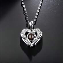 Love Light Luxury Heart Necklace Nano Projection Photo Memory Necklace S925 Silver Necklace To Girlfriend Wife Holiday Box Gift