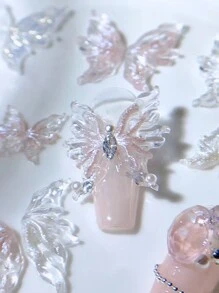 50pcs Mix Aurora Multicolor 3D Butterfly Nail Art Resin Nail Decorations For Press-On Decorations On Gel Nails DIY Nail Jewelry Nail Gem Nail Supplies