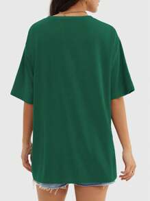 Speed mate Sommer Trainings Damen lässiges oversized T-Shirt Weihnachtsgrün Rundhals-Ausschnitt Kurzarm Basic Trainings-Top