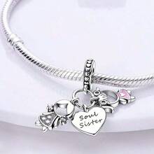 1 Colgante de joyería con pareja besándose y colgante de hermana, modelo de pulsera plana de cuentas original. Hermoso regalo para mujeres, amantes de la joyería. Colgante de amor como regalo de cumpleaños y Día de San Valentín