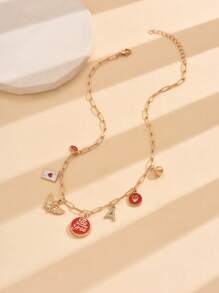 1 件首字母吊坠项链，金色时尚丘比特唇字母“Be Free”吊坠项链，时尚迷人的设计，适合作为母亲节礼物送给妈妈 - 首字母+丘比特 - 查看 4