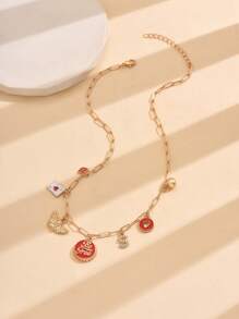 1 件首字母吊坠项链，金色时尚丘比特唇字母“Be Free”吊坠项链，时尚迷人的设计，适合作为母亲节礼物送给妈妈 - 首字母+丘比特 - 查看 5