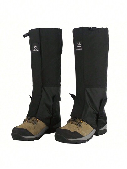 1Pair Men Women Black Leg Gaiters, Waterproof Snow Boot Gaiters, Adjustable Mountain Climbing Gaiters For Hiking, Hunting, And Walking - Protect Your Legs From Water, Snow, And Debris