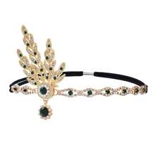 1/3 件 20 世纪 20 年代盖茨比风格头饰,珍珠和流苏金属叶发带,万圣节化妆舞会配饰 - 彩色 - 查看 5