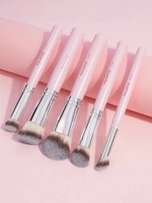 MAANGE 5pcs Professional Facial Makeup Brush Set With Loose Powder Brush Blush Brush Foundation Brush Contour Brush Nose Contour Brush,Makeup Tools With Soft Fiber For Powder,Liquid,For Easy Carrying,Brush For Travel.Gift For Women&Girls - 粉色 - 查看 3