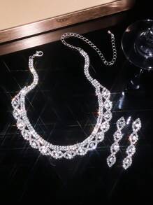 Bridal Jewelry Set Fashion Necklace Earrings Super Shiny Jewelry Set - Suitable For Women's Daily Wear, Weddings, Parties, Etc.