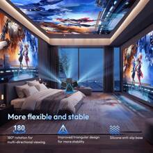 4K Projector Smart HD LED 5G WiFi Bluetooth USB Android Office Home Theater-10000:1 12000 Lumens - Black - View 5