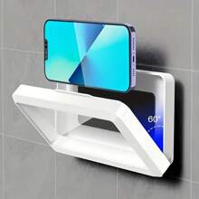 Waterproof ABS Shower Phone Holder With 360° Rotatable Touch Screen, Anti-Fog Clear Mount For Bathroom And Toilet, Compatible With Plastic Shower Curtains Desk Mobile Phone Holder Stand For IPhone IPad Adjustable Desktop Tablet Holder Mobile Phone Holder Compact And Portable For Online Classes And Everyday Use Universal Table Cell Phone Stand