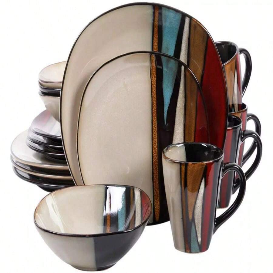 16 Piece Dinnerware Set, Red