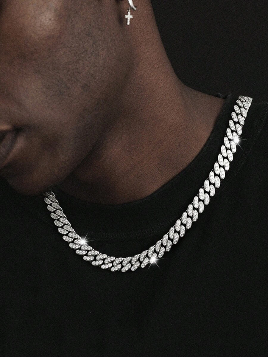 1 件嘻哈时尚迈阿密链 8 毫米冰晶项链，适合男士，适合送礼