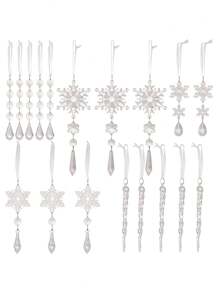 5/6/10/18 Pcs Home Decor Christmas Acrylic Transparent Snowflake Pendant Christmas Icy Decorative Pendant Christmas Tree Crystal Set Pendant,Christmas Tree Decorations Christmas Ornaments,Christmas Atmosphere Decoration Props, Christmas Decorations Gift, Wedding Birthday Party Holiday Decorations, Christmas Decor, Room Decor, Home Decor Winter