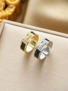 1 szt. Regulowany pierścień w kształcie litery H, materiał miedziany, letnie akcesoria damskie, moda, odpowiedni na codzienne randki, wakacje, wesela, imprezy, walentynki, festiwale damskie, urodziny, rocznice, plaża, prezenty wielkanocne, obrączki ślubne, akcesoria na bal