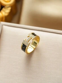 1 szt. Regulowany pierścień w kształcie litery H, materiał miedziany, letnie akcesoria damskie, moda, odpowiedni na codzienne randki, wakacje, wesela, imprezy, walentynki, festiwale damskie, urodziny, rocznice, plaża, prezenty wielkanocne, obrączki ślubne, akcesoria na bal