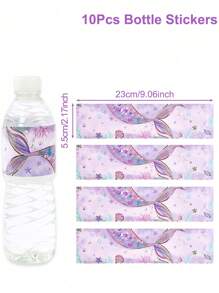 10 件/24 件 23*5.5 厘米美人鱼主题生日派对多用途瓶贴，宝贝淋浴节日生日派对装饰瓶贴，海底主题元素装饰贴纸适用于家居装饰情人节 - 彩色 - 查看 8