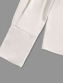 [定制开发] 新款女士时尚长袖纯色衬衫，夏季优雅 - 白色 - 查看 6