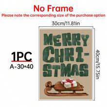 1pc Vintage Merry Print Fun Holiday Decor Typography Wall Art Watercolor Sled Poster Present Print ,Wall Decoration Posters, Wall Canvas Decoration, Ideal Gifts For Hallway Bedrooms And Living Room Home Decor Christmas Decorations Room Decor Christmas