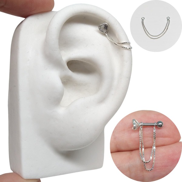 Corrente Para Piercing Helix Cartilagem Conch Prata 925