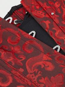 Underbust Corsets For Women,Corset Belt, Women's Floral Jacquard Lace Up Under Boob Corset Slimmer Body Shaper - 黑紅 - 查看 4