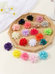 Cute Small Chiffon Flower Hair Clip, Full Satin Ribbon Hairpin, Children Girls Hair Accessory, Holiday Gift, Photo Prop - 彩色 - 查看 2