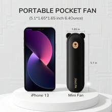 JISULIFE Portable Fan With 4500 MAh Power, Maximum Run Time 46 Hours, Rechargeable Fan, Battery Powered Or USB Powered Folding Mini Fan, 3 Speed, Enhanced Airflow, Pocket Quiet Fan, Travel/Summer/Music Festivals Gift For Men And Women - màu đen - Xem 3