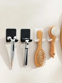 2pcs Plastic Shaver/Razor Wall Mount Hooks, Multifunctional No Drill Power Plug Razor Holder & Phone/Bag Organizer Home Bathroom Decor Fall Decor Back To School