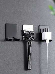 2pcs Plastic Shaver/Razor Wall Mount Hooks, Multifunctional No Drill Power Plug Razor Holder & Phone/Bag Organizer Home Bathroom Decor Fall Decor Back To School