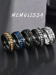 1pc Men's Stainless Steel Gear Spinner Chain Ring, Personalized Bottle Opener Ring For Casual/Street Style Wear - Multicolor - View 10
