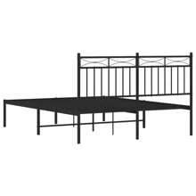 Sturdy Black Metal Bed Frame With Headboard 140x190cm No Mattress Included - Black - View 6