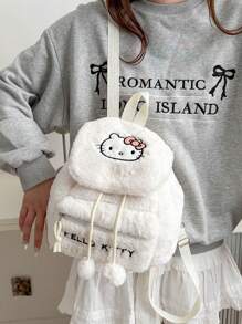 Sanrio 1pc Plush Backpack, Large Capacity Backpack With Embroidered, And, Suitable For Girls, Great Gift For Friends,Boho Vibes