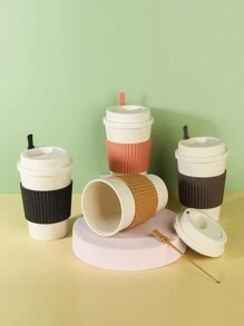 一款塑料麦秆咖啡杯，颜色多样，易于清洗，配有搅拌棒，是上班族和学生的优质之选。 - 顏色隨機 - 查看 4