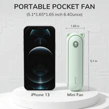 JISULIFE Portable Fan With 4500 MAh Power, Maximum Run Time 46 Hours, Rechargeable Fan, Battery Powered Or USB Powered Folding Mini Fan, 3 Speed, Enhanced Airflow, Pocket Quiet Fan, Travel/Summer/Music Festivals Gift For Men And Women - màu xanh lá - Xem 3