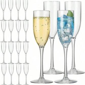 5oz Reusable Acrylic Champagne Flutes, Transparent Plastic Wedding Party Toasting Glasses