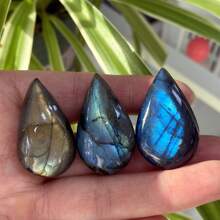 1pc Natural Labradorite Droplet Pendant, No Hole, Quartz Crystal DIY Accessory, Mineral Specimen, Gift For Men & Women, Crystal Chakra, Energy Healing Crystal, Random Size 3-4cm Shipped