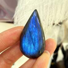 1pc Natural Labradorite Droplet Pendant, No Hole, Quartz Crystal DIY Accessory, Mineral Specimen, Gift For Men & Women, Crystal Chakra, Energy Healing Crystal, Random Size 3-4cm Shipped