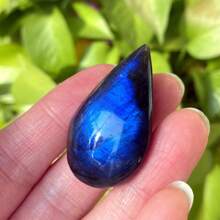 1pc Natural Labradorite Droplet Pendant, No Hole, Quartz Crystal DIY Accessory, Mineral Specimen, Gift For Men & Women, Crystal Chakra, Energy Healing Crystal, Random Size 3-4cm Shipped