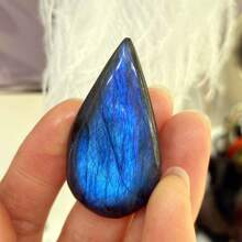 1pc Natural Labradorite Droplet Pendant, No Hole, Quartz Crystal DIY Accessory, Mineral Specimen, Gift For Men & Women, Crystal Chakra, Energy Healing Crystal, Random Size 3-4cm Shipped