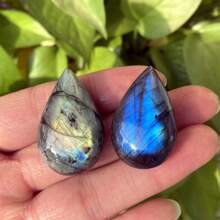 1pc Natural Labradorite Droplet Pendant, No Hole, Quartz Crystal DIY Accessory, Mineral Specimen, Gift For Men & Women, Crystal Chakra, Energy Healing Crystal, Random Size 3-4cm Shipped