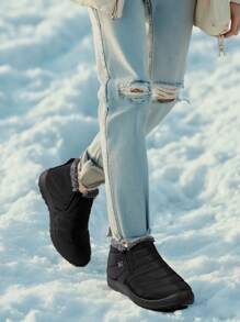 Bottes femmes 36-46 Bottes de cheville imperméables à talons bas Bottes d'hiver mode Chaussures d'hiver noires Bottes de neige chaudes pour femmes