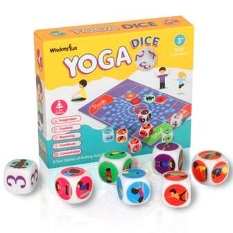 نرد التمارين اليوجا، عبوة مرحة ونرد تدريب للأطفال بشكل فردي أو مجموعات، 36 حركة يوجا مناسبة للمبتدئين، معدات تمرين رياضي ممتاز، للتعليم في الفصول الدراسية والتربية البدنية، هدية للأطفال/البالغين، ممارسة فردية أو جماعية، قدرات المرونة والتنسيق الجسدي