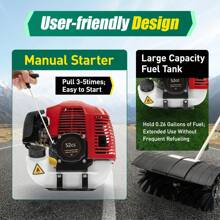 ZhdnBhnos 52CC 2.5Horse Power Hand-Held Artificial Turf Sweeper Artificial Turf Football Field Cleaning Machine Multifunctional Gasoline Lawn Cleaning Tool - Multicolor - View 4