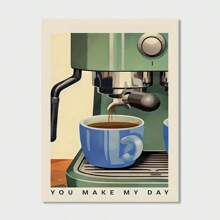 Tranh in trên vải canvas - Hình minh họa máy pha cà phê espresso với câu nói truyền cảm hứng "Bạn" - Không khung, thích hợp trang trí nhà bếp, quán cà phê - Quà tặng cho người yêu cà phê - Nhiều màu - Xem 8