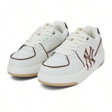 MLB Unisex Chunky Liner Sneakers, Comfortable, Versatile, Anti-Slip, Durable, Low-Top, White/Brown Color