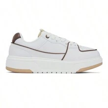 MLB Unisex Chunky Liner Sneakers, Comfortable, Versatile, Anti-Slip, Durable, Low-Top, White/Brown Color