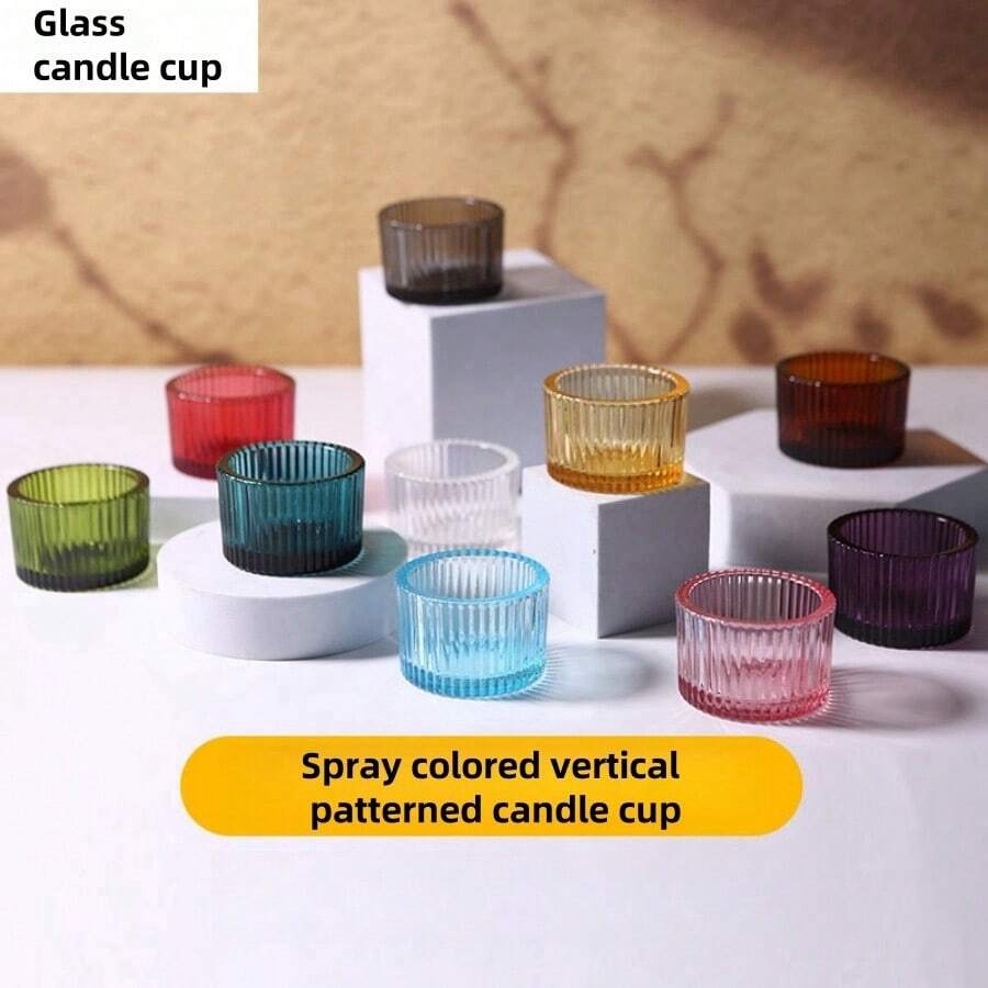 1 szt. Pasiasty świecznik, romantyczny wystrój domu na kolację przy świecach w stylu nordyckim, odpowiedni do zakwaterowania w domu - Wielokolorowe - Zobacz 1