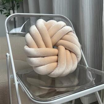 1 Pc Soft Round Decorative Throw Pillow In Gradient Color, Canary Fabric To Decorate The Room, And High-Grade Knotted Throw Pillows To Enhance The Texture Of Your Daily Life
