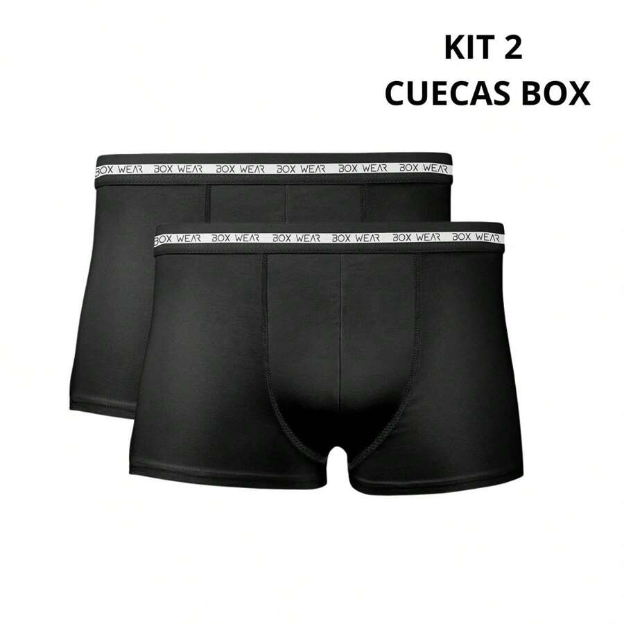 Box Wear Kit Of 2 Men's Boxer Briefs Adult Seamless Microfiber Elastane Breathable Comfortable - 黑色 - 查看 1