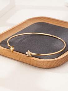 1pc Fashionable Elegant Rhinestone Inlaid Heart & Star Armband, Suitable For Women - Golden - View 6