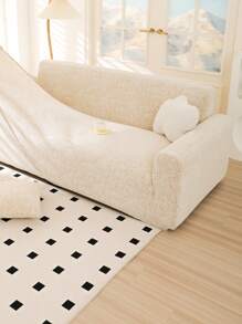 1pc Solid Color Bohemian Style Jacquard Sofa Cover, Elastic Jacquard Sofa Slipcover, Protects Sofa From Cat Scratches, Suitable For All Seasons, Includes Pillow Case - Mocha Brown - View 9